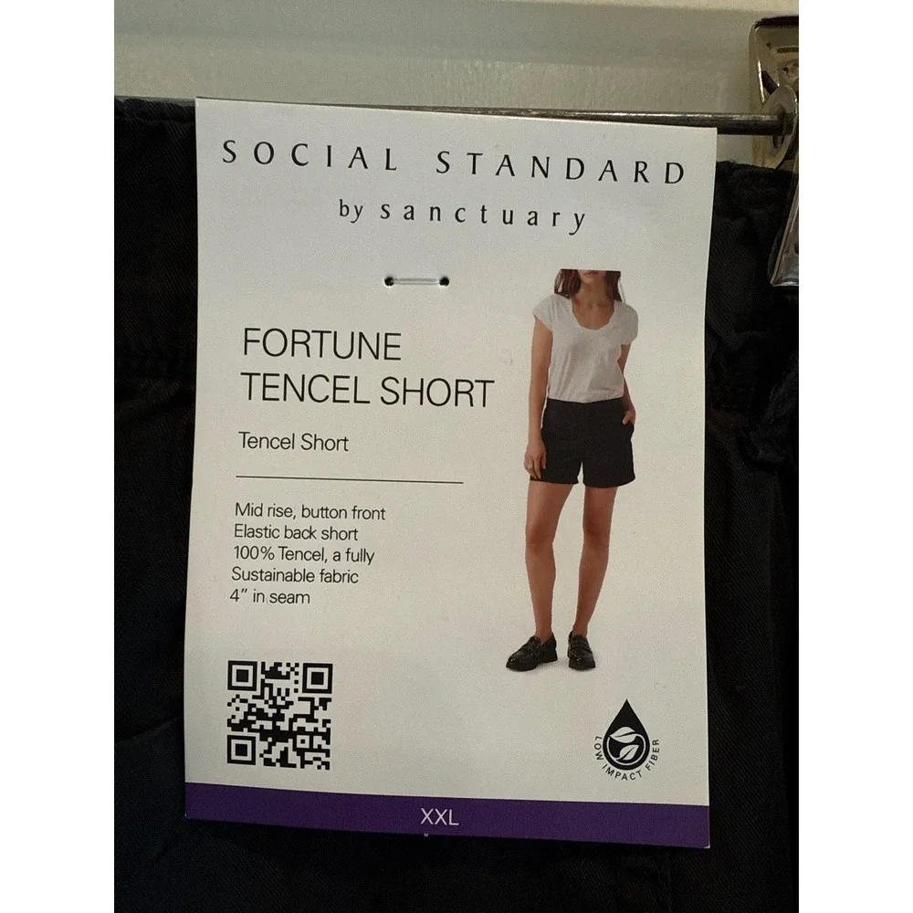NWT Social Standard by Sanctuary Fortune Tencel Shorts XXL Black Womens - Picture 3 of 3